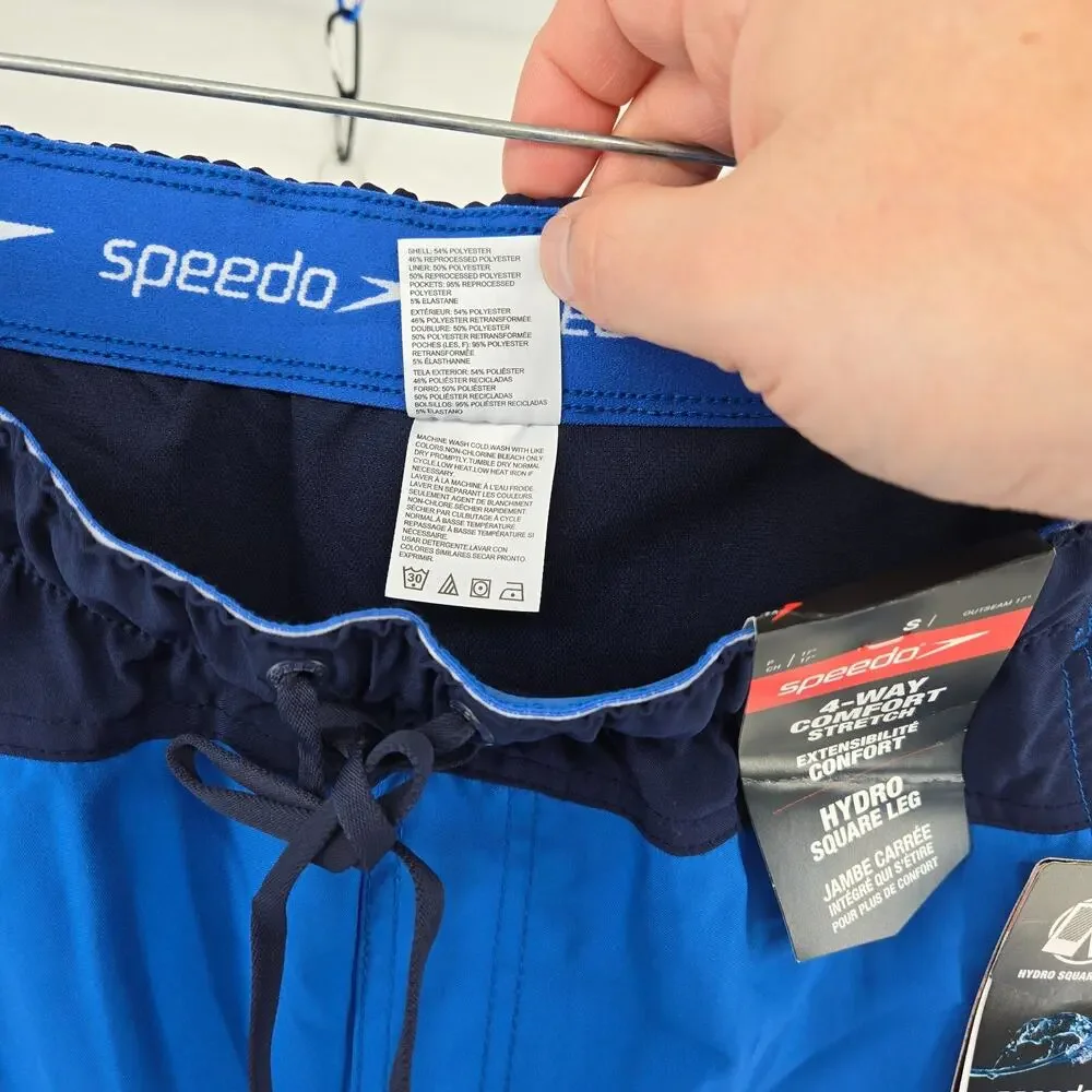 Speedo Mens Swim Trunks Blue Size Small Marina Flex‎ Volley 17